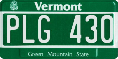 VT license plate PLG430