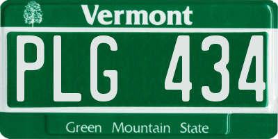 VT license plate PLG434