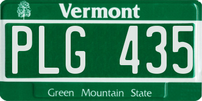 VT license plate PLG435