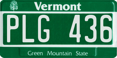 VT license plate PLG436