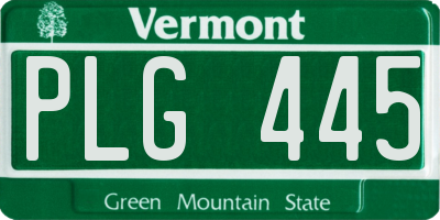VT license plate PLG445