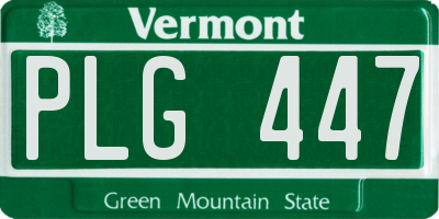 VT license plate PLG447