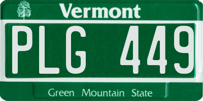 VT license plate PLG449