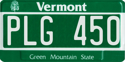 VT license plate PLG450