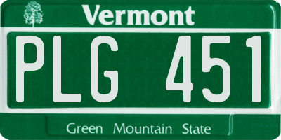VT license plate PLG451