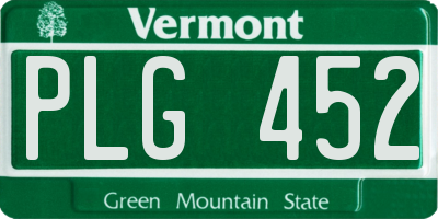 VT license plate PLG452