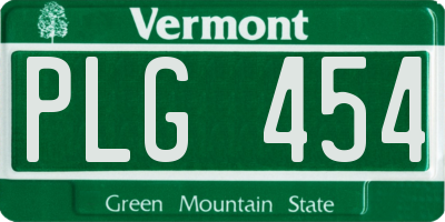 VT license plate PLG454