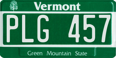 VT license plate PLG457