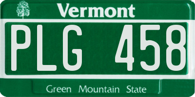 VT license plate PLG458