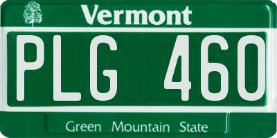 VT license plate PLG460