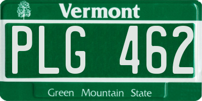 VT license plate PLG462