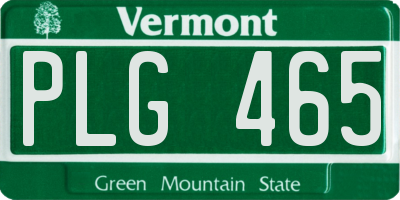 VT license plate PLG465