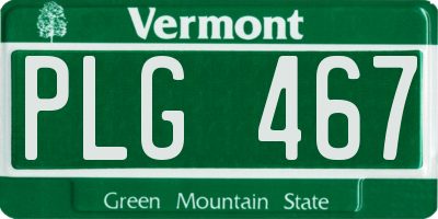 VT license plate PLG467
