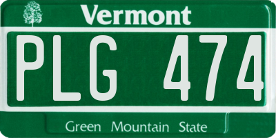 VT license plate PLG474