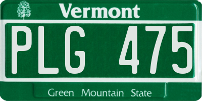 VT license plate PLG475