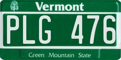 VT license plate PLG476