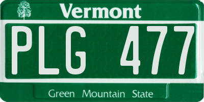 VT license plate PLG477