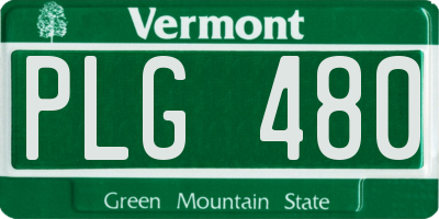 VT license plate PLG480