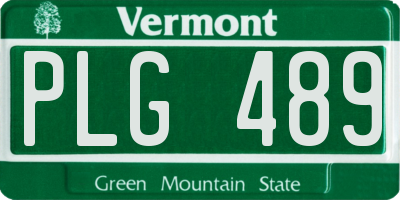 VT license plate PLG489