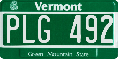 VT license plate PLG492