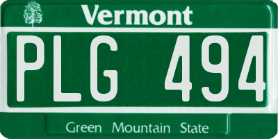 VT license plate PLG494