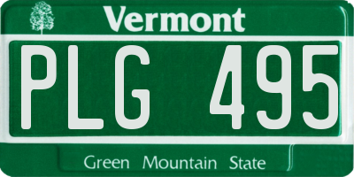 VT license plate PLG495