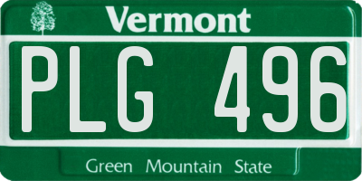 VT license plate PLG496