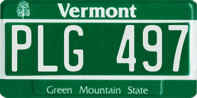 VT license plate PLG497