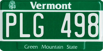 VT license plate PLG498