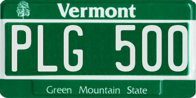 VT license plate PLG500