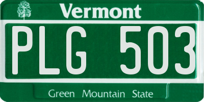 VT license plate PLG503