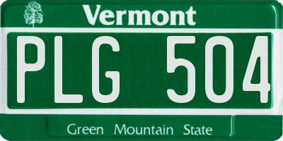 VT license plate PLG504