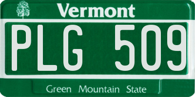 VT license plate PLG509