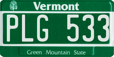 VT license plate PLG533