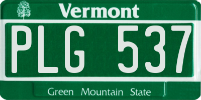 VT license plate PLG537