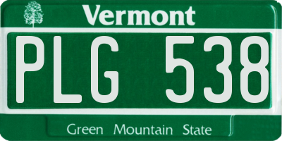 VT license plate PLG538
