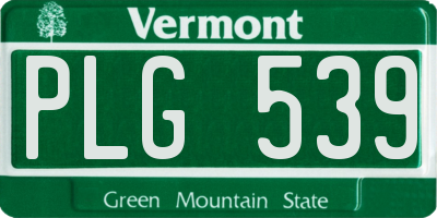 VT license plate PLG539