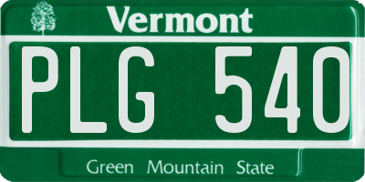 VT license plate PLG540