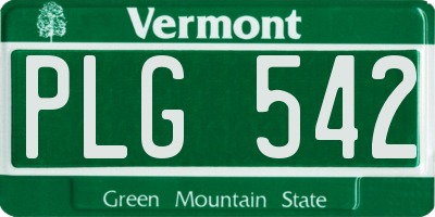 VT license plate PLG542