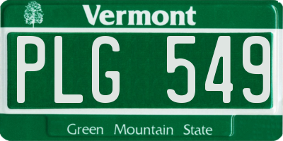 VT license plate PLG549