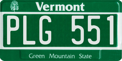 VT license plate PLG551