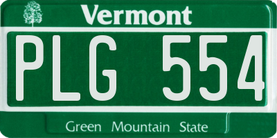 VT license plate PLG554