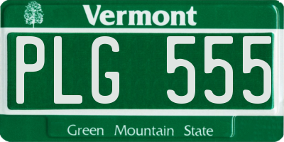 VT license plate PLG555