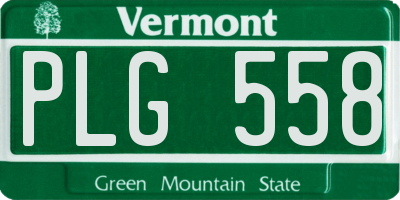 VT license plate PLG558
