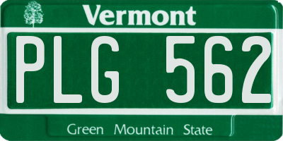 VT license plate PLG562