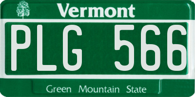VT license plate PLG566
