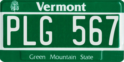 VT license plate PLG567