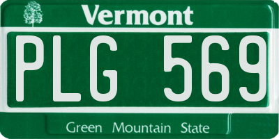 VT license plate PLG569