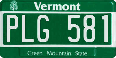 VT license plate PLG581