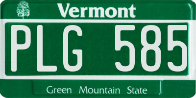 VT license plate PLG585